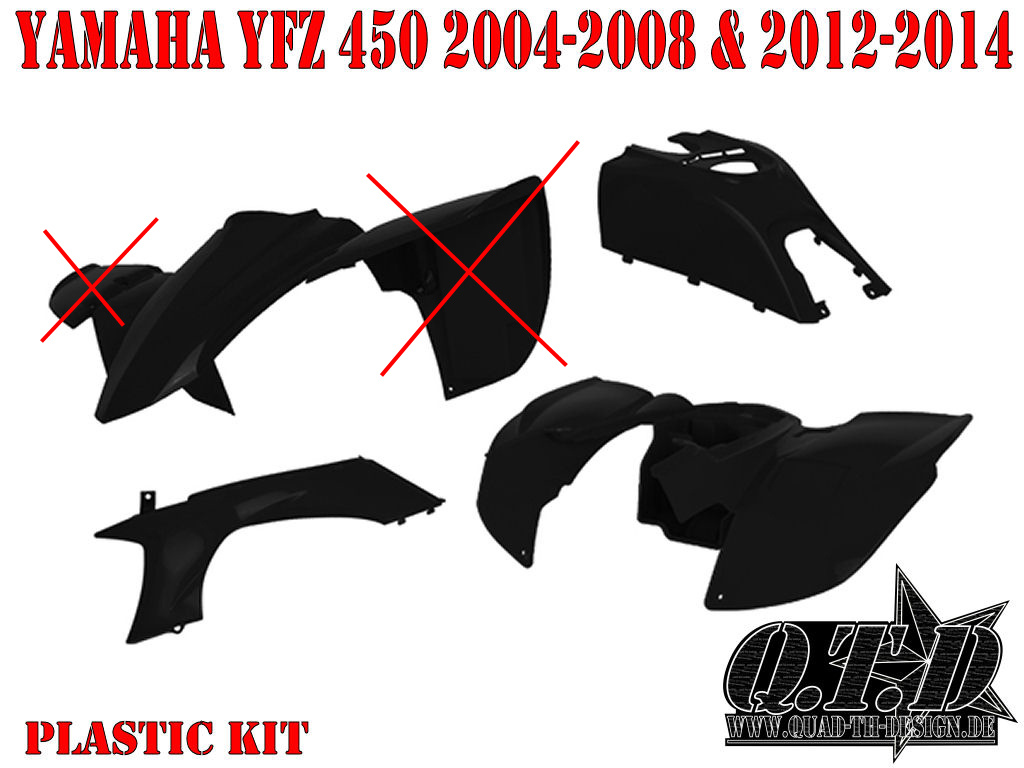 Verkleidung in Schwarz für Yamaha YFZ 450 ohne Front Kotflügel